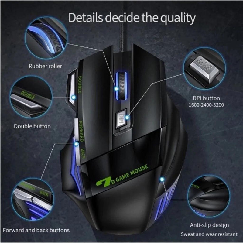 Mouse gamer para jogo computador 3200dpi com LED laser X7 USB - Barzu