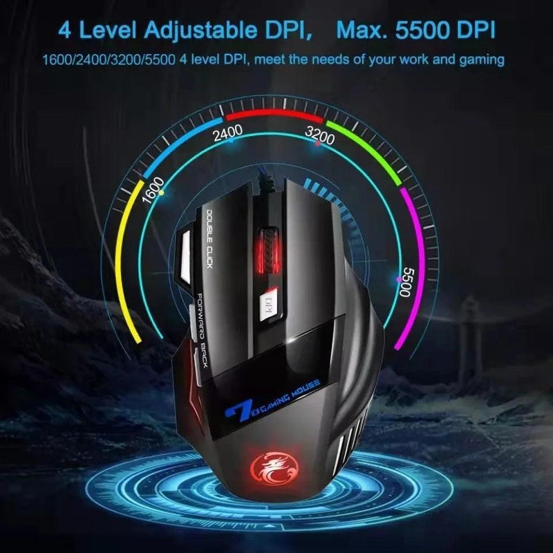 Mouse gamer para jogo computador 3200dpi com LED laser X7 USB - Barzu