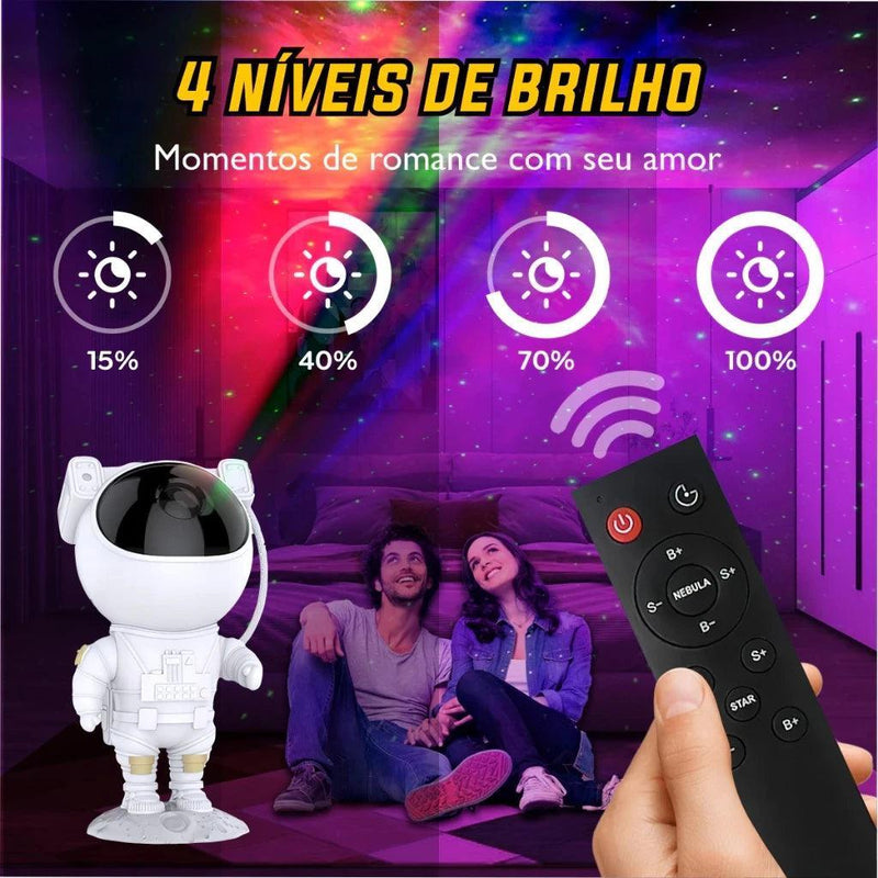 Projetor De Luzes Com Controle Estrelas Galáxia Astronauta - Barzu