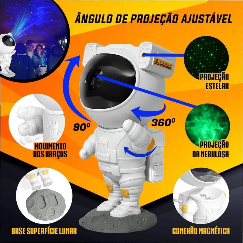 Projetor De Luzes Com Controle Estrelas Galáxia Astronauta - Barzu