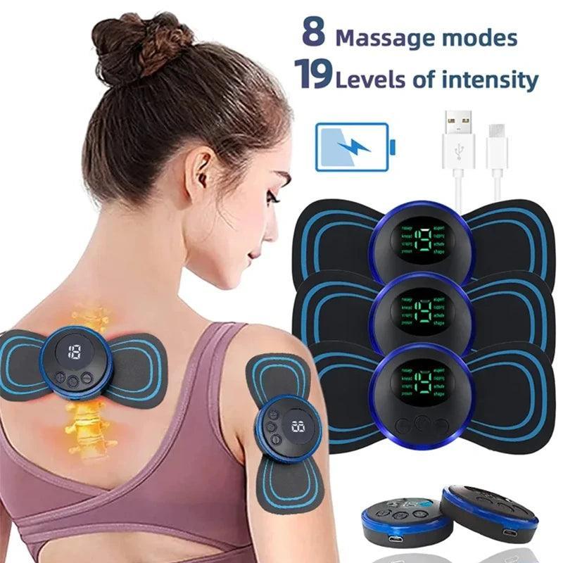 Mini Massageador EMS Estimulador Elétrico De Pescoço Portátil Para Alívio Da Dor Muscular - Barzu